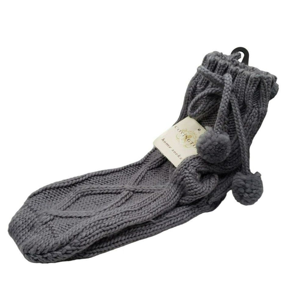 Covington NWT Sears Slippers Socksβ Grey Gray Knit Winter Socks with Grippers